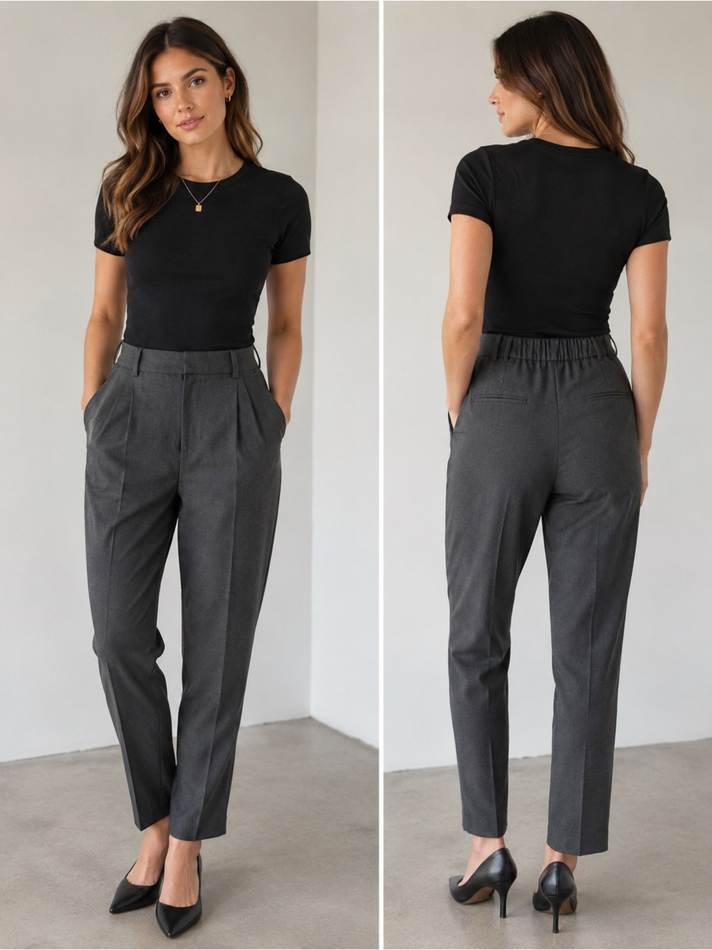 Zara Gray Pleated Women's Trousers